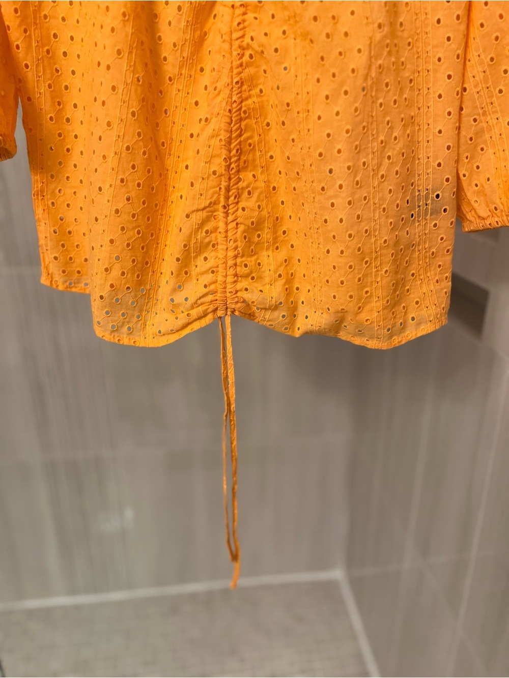 Sanctuary Yellow Eyelet Ruched Front Drawstring Top - Picture 6 of 9